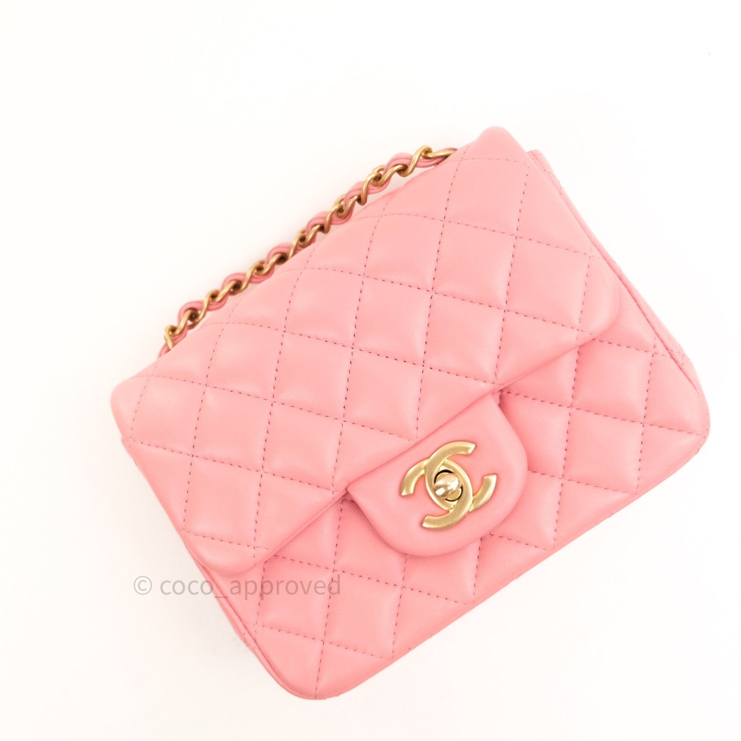Chanel Mini Square Pink Lambskin Gold Hardware