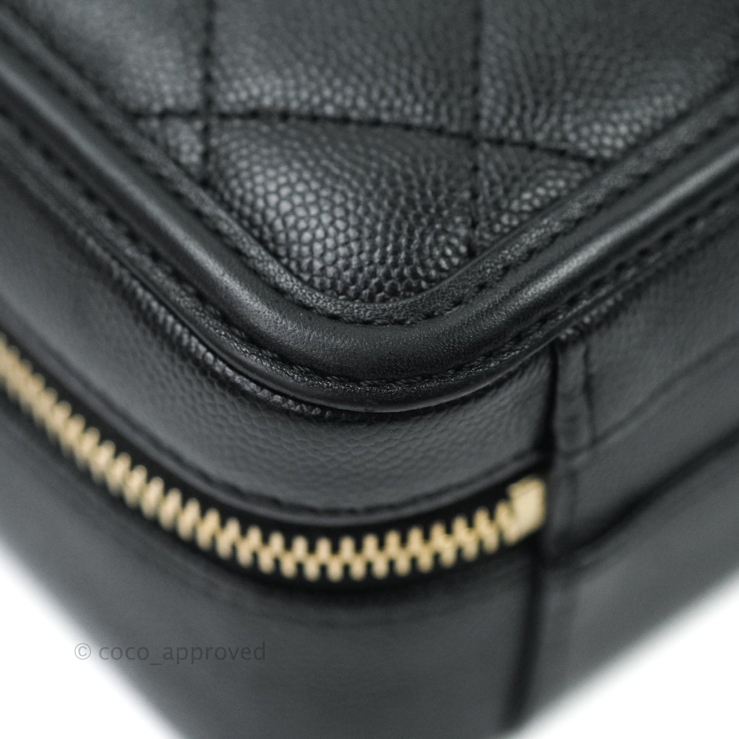 Chanel Quilted Small CC Filigree Vanity Case Black Caviar