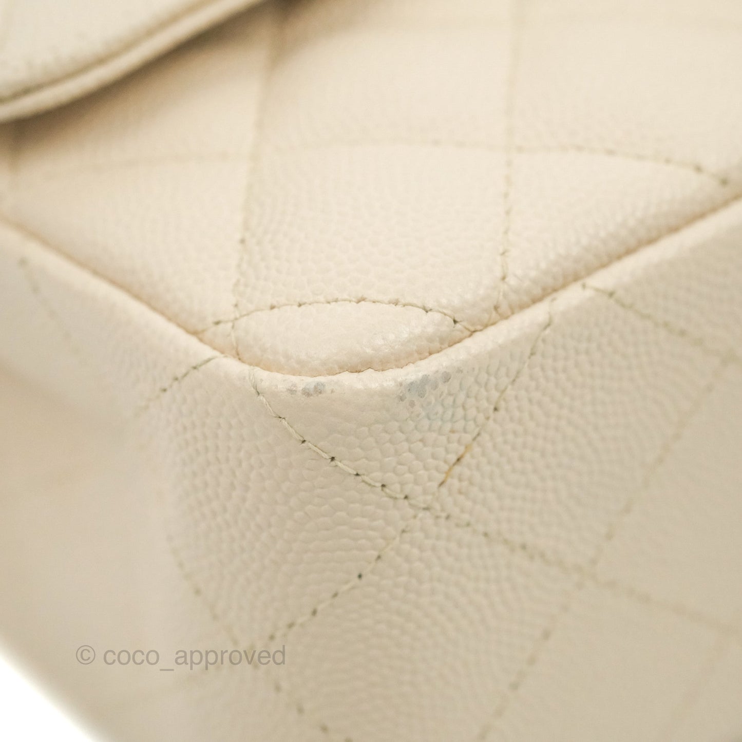 Chanel Quilted Mini Rectangular Ivory Caviar Silver Hardware