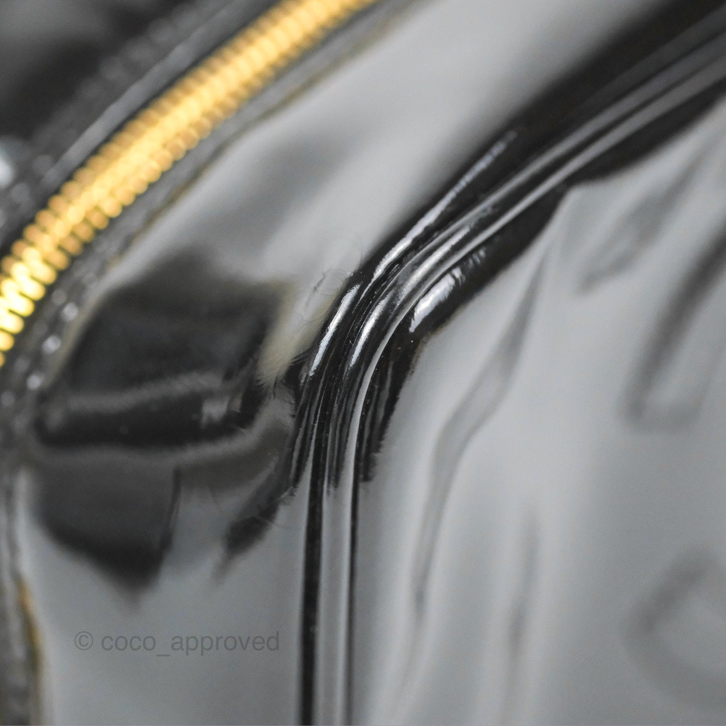 Chanel Vintage Coco Black Leather Patent Make Up Pouch