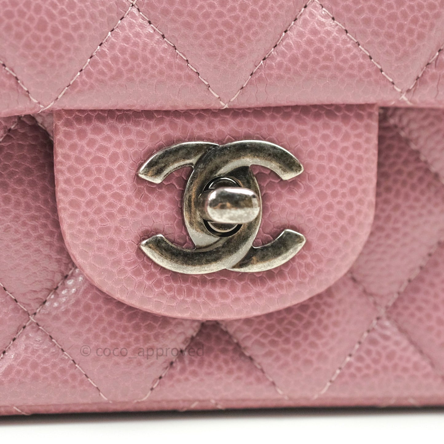 Chanel Quilted Mini Rectangular Mauve Pink Caviar Ruthenium Hardware