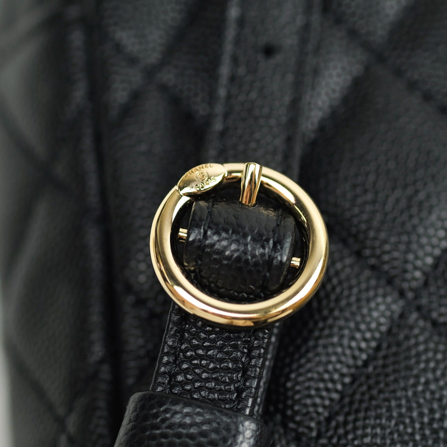 Chanel Quilted Small CC Day Backpack Black Caviar Light Gold Hardware
