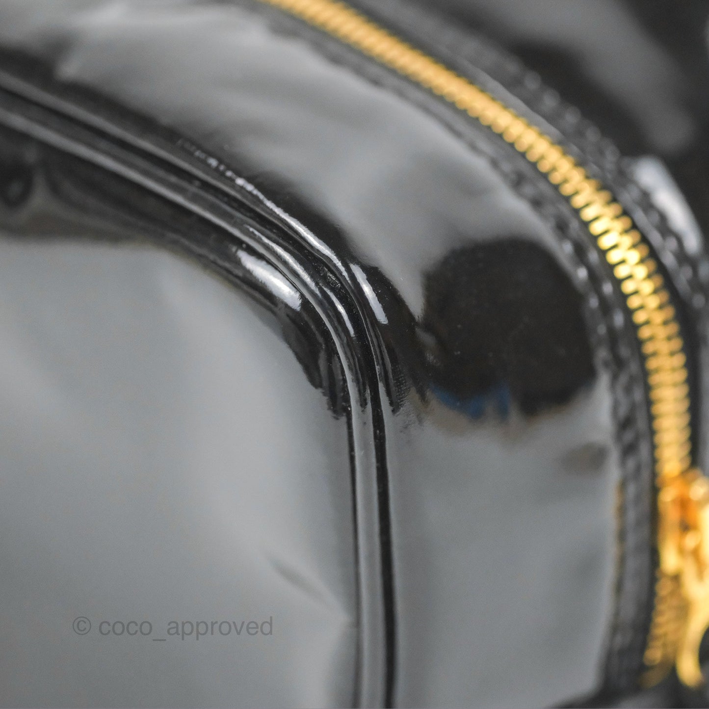 Chanel Vintage Coco Black Leather Patent Make Up Pouch