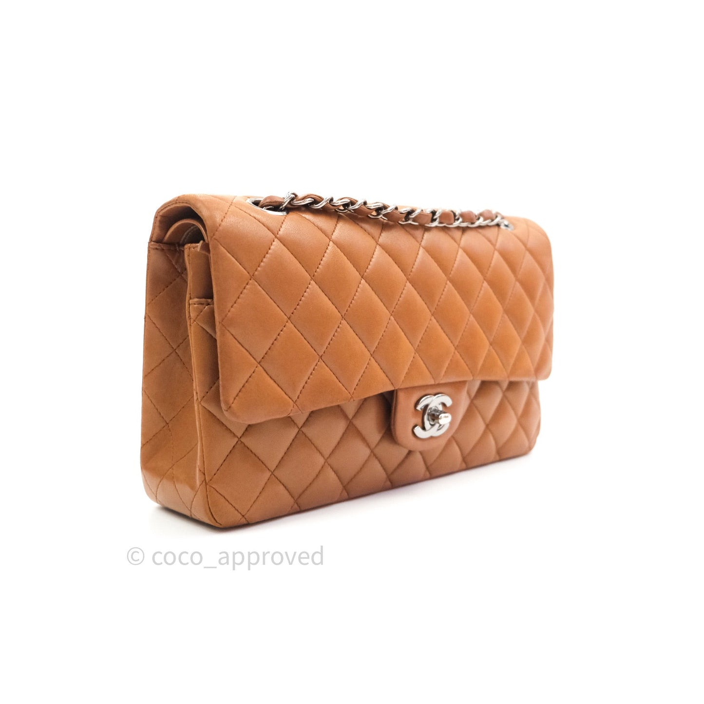 Chanel Classic M/L Brown Lambskin Silver Hardware