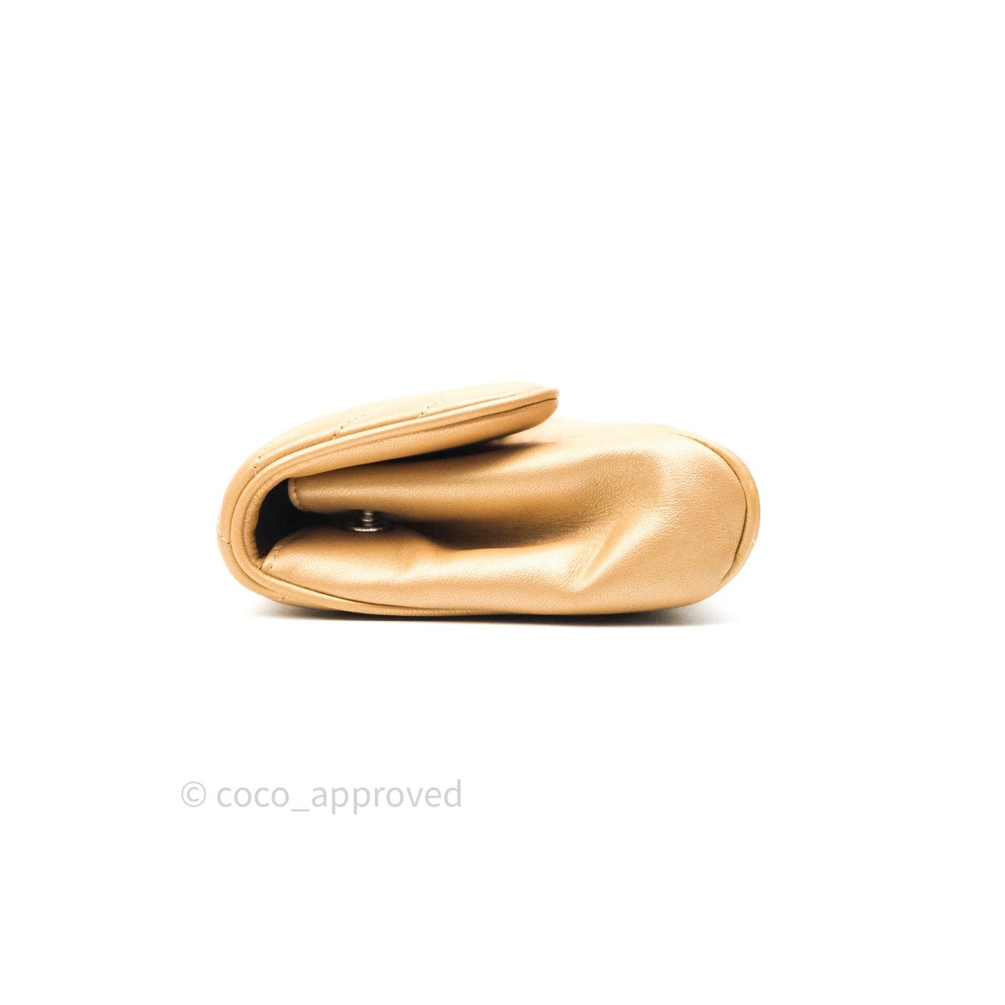 Chanel Clutch Gold Calfskin Chevron Silver Hardware