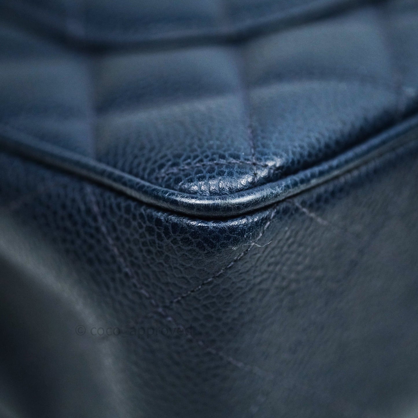 Chanel Vintage XL Jumbo Single Flap Navy Caviar 24K Gold Hardware