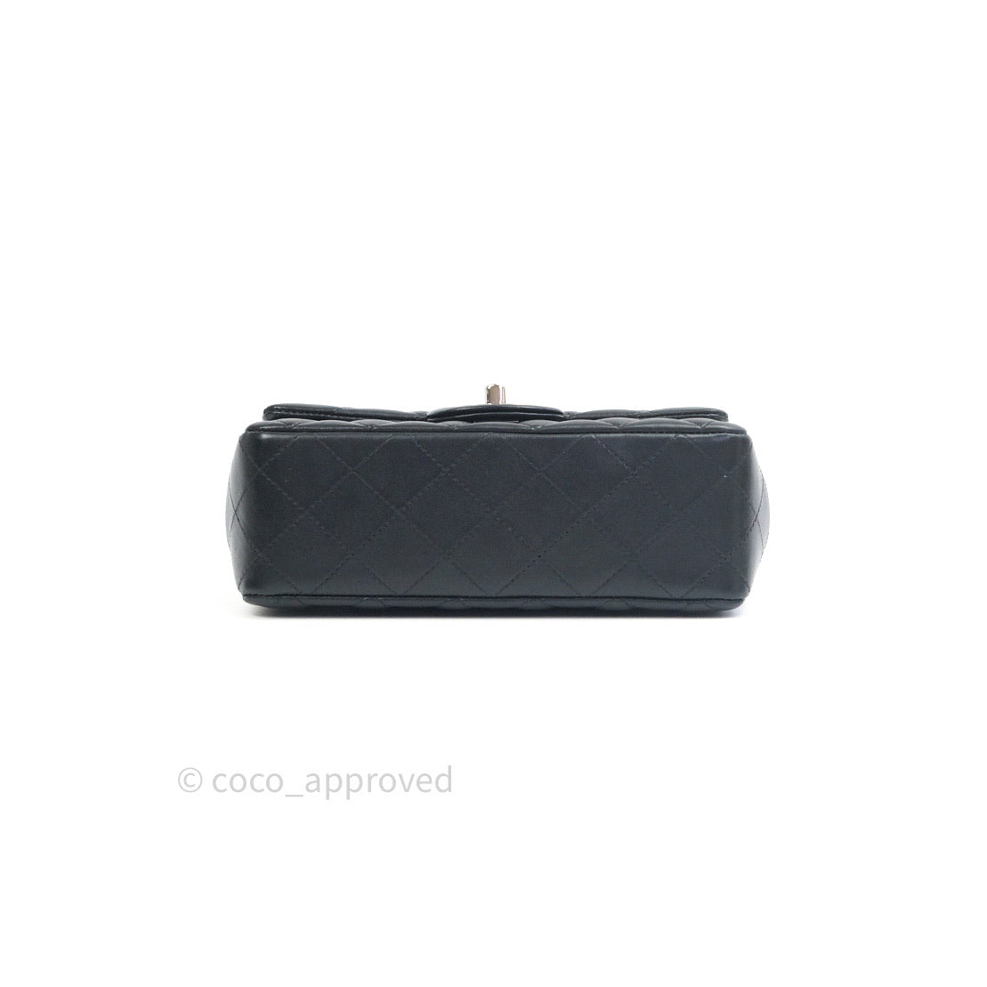 Chanel Quilted Mini Rectangular Black Lambskin Silver Hardware