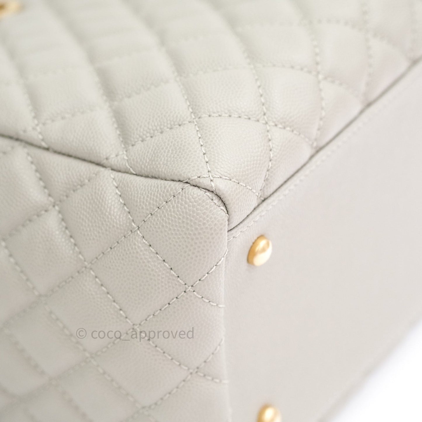 Chanel Quilted Medium Coco Handle Shopping Tote Grey Caviar Gold Hardware
