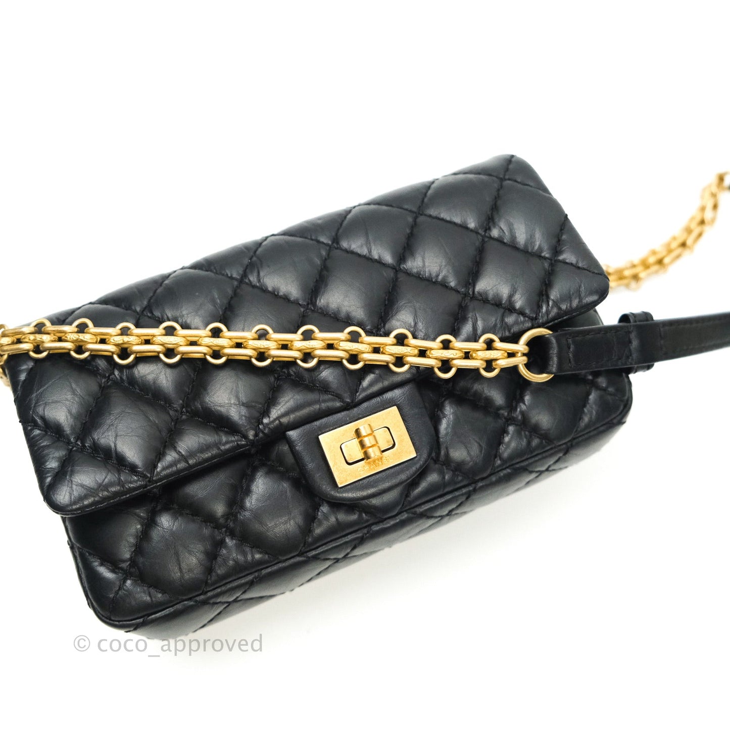 Chanel Reissue 2.55 Aged Calfskin Quilted Chain Waist Bag Black