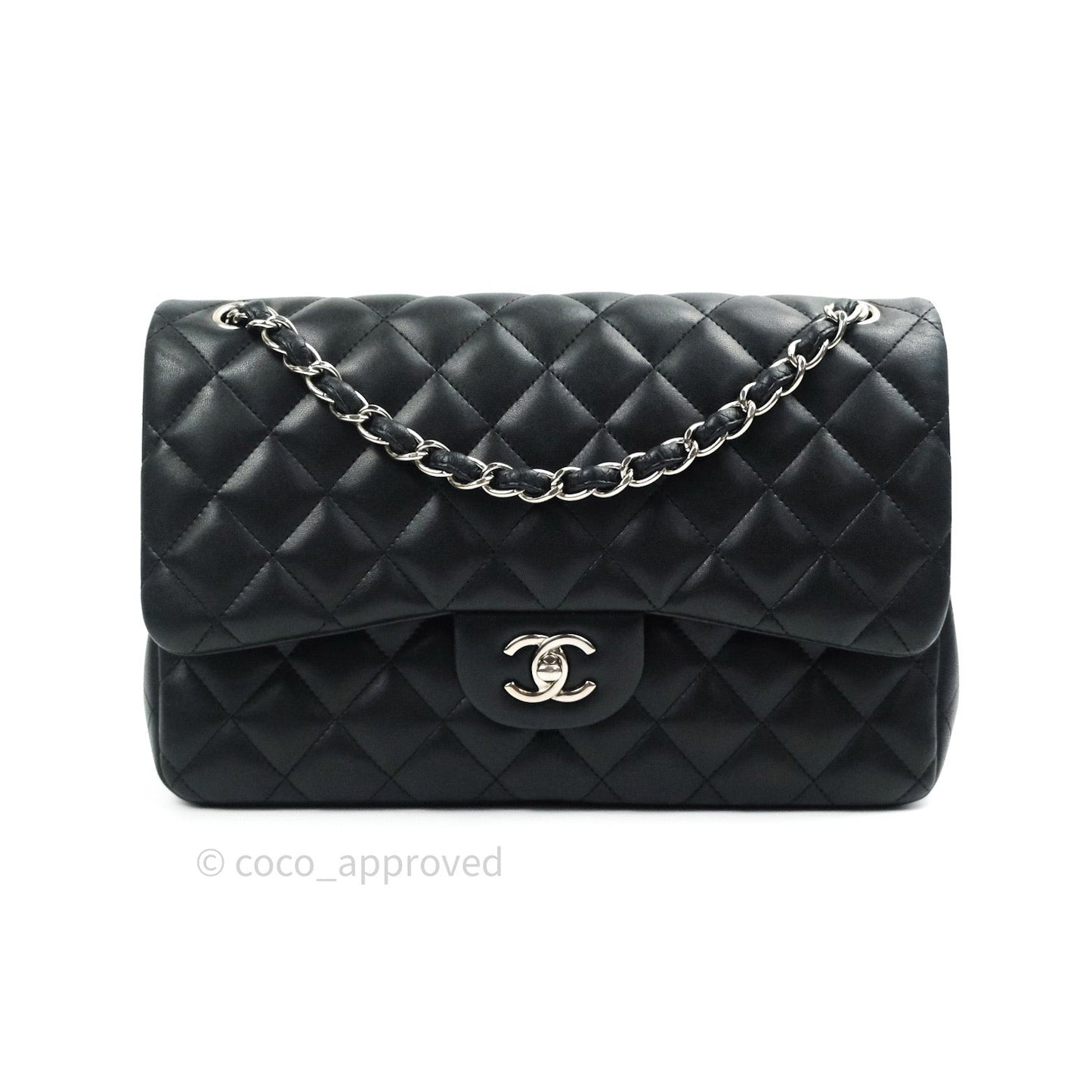 Chanel Jumbo Double Flap Black Lambskin Silver Hardware⁣⁣