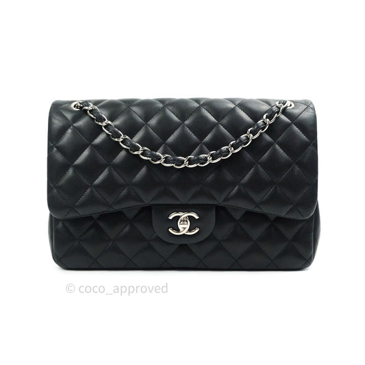 Chanel Jumbo Double Flap Black Lambskin Silver Hardware⁣⁣
