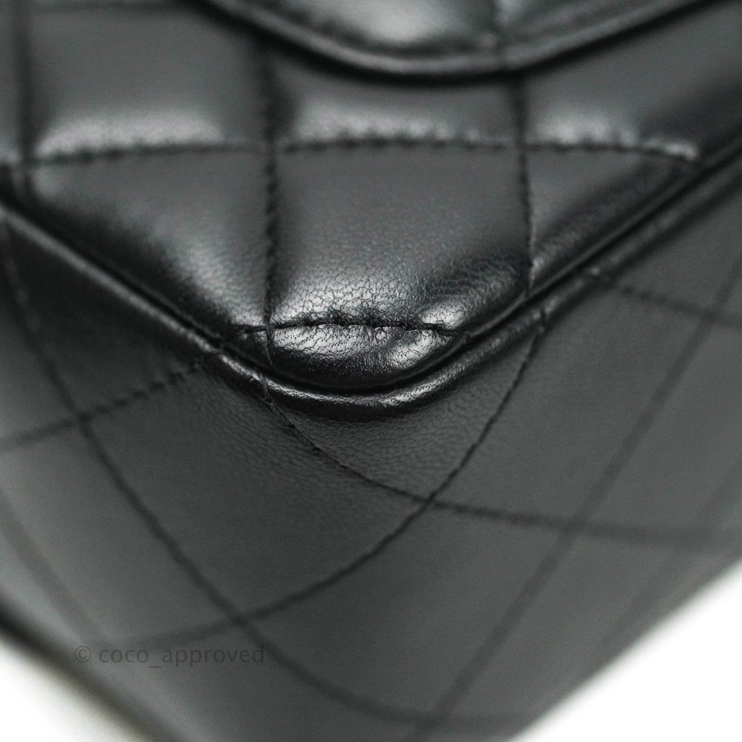 Chanel Quilted Mini Rectangular Black Lambskin Silver Hardware