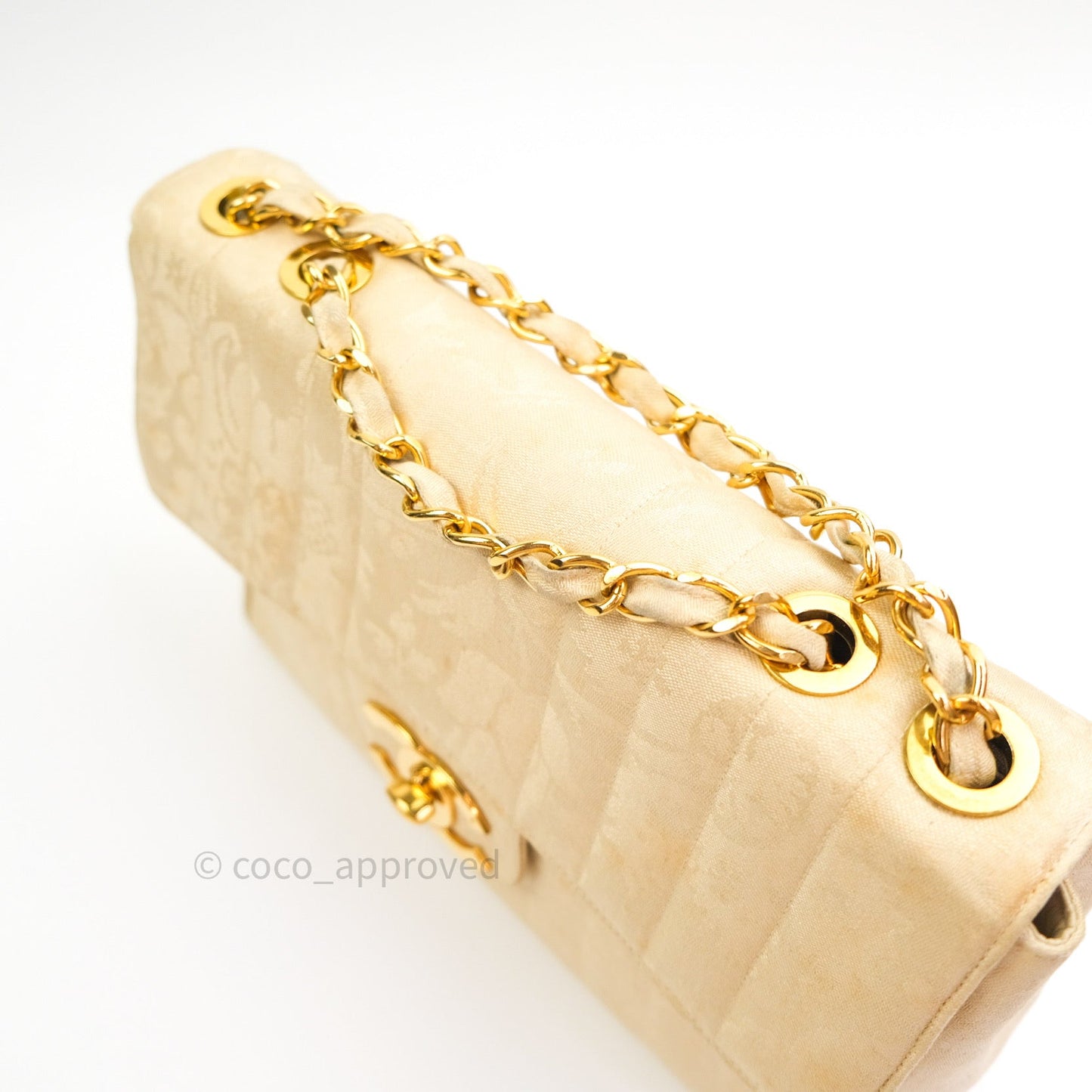 Chanel Vintage XL Jumbo Single Flap Gold Silk 24K Gold Hardware