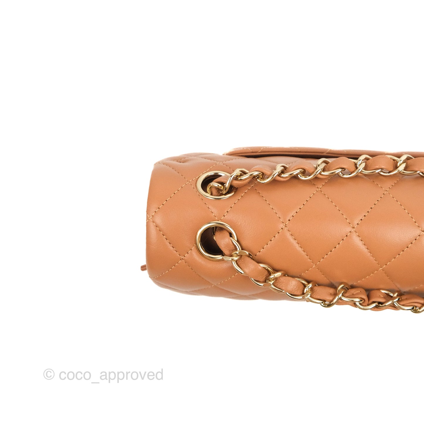 Chanel Small Classic Quilted Flap Dark Beige Caramel Lambskin Gold Hardware