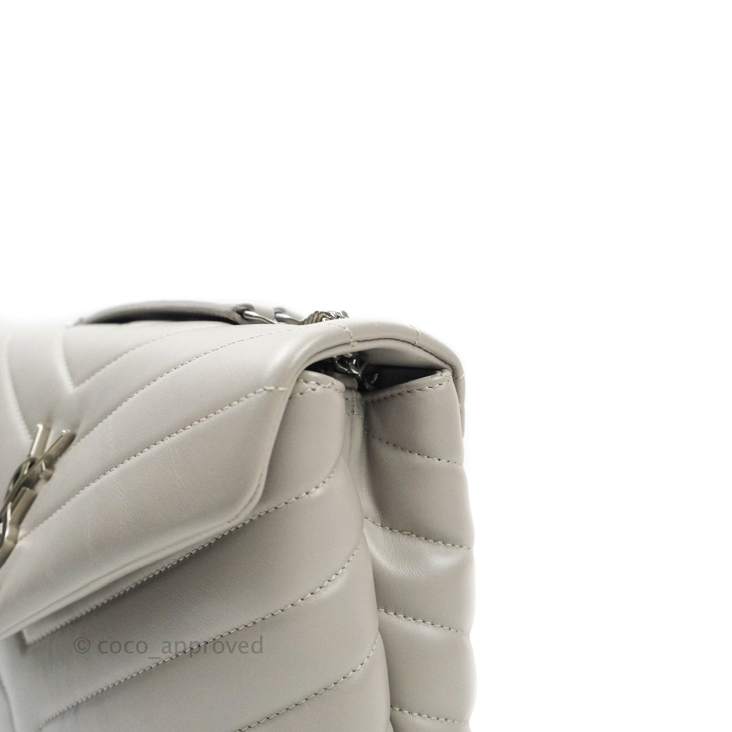 Saint Laurent Loulou Small Bag Light Grey Silver Hardware