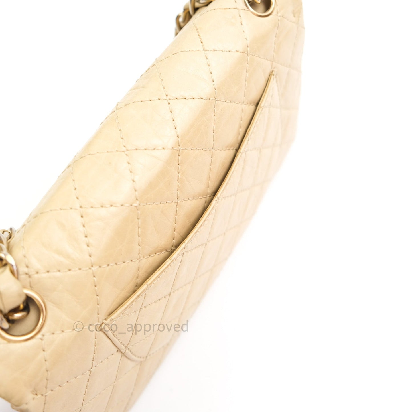 Chanel Vintage Medium Light Beige Calfskin Gold Hardware