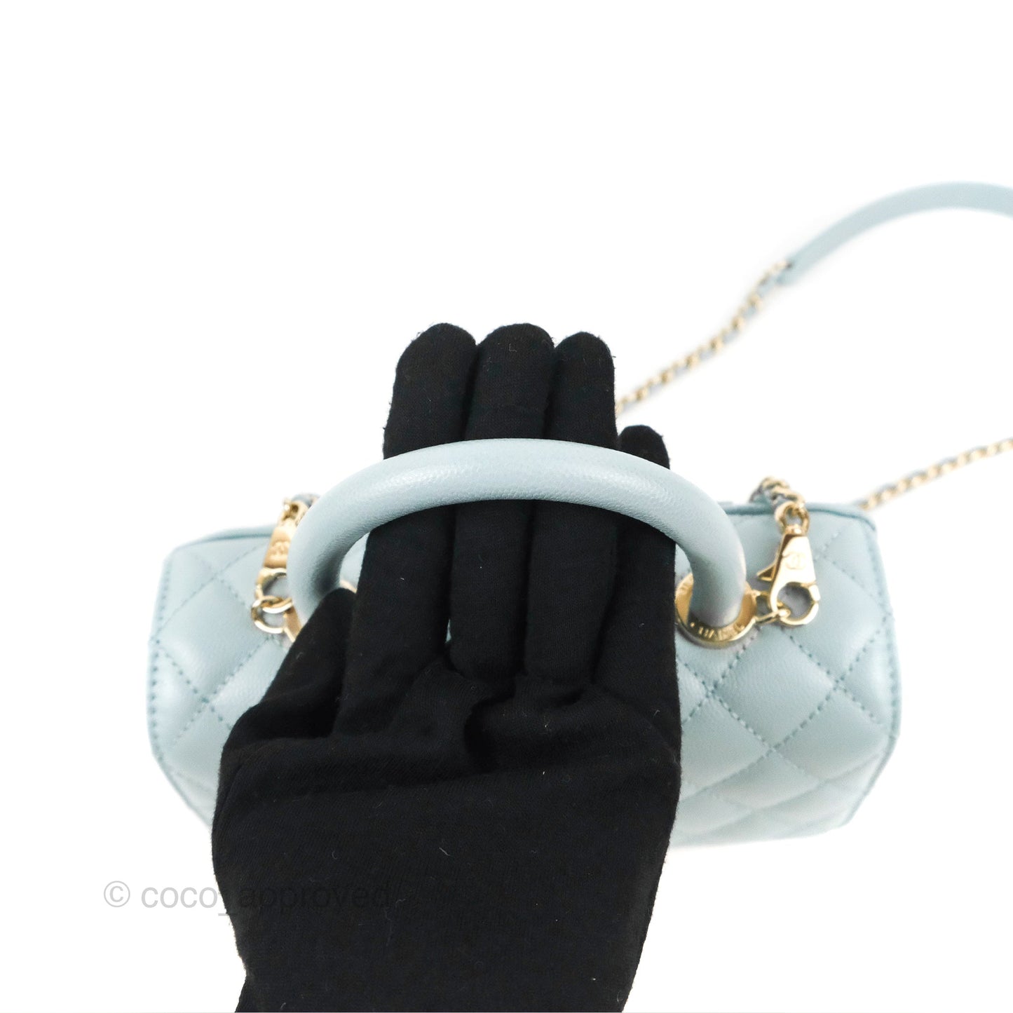 Chanel Small Coco Handle Blue Caviar Gold Hardware