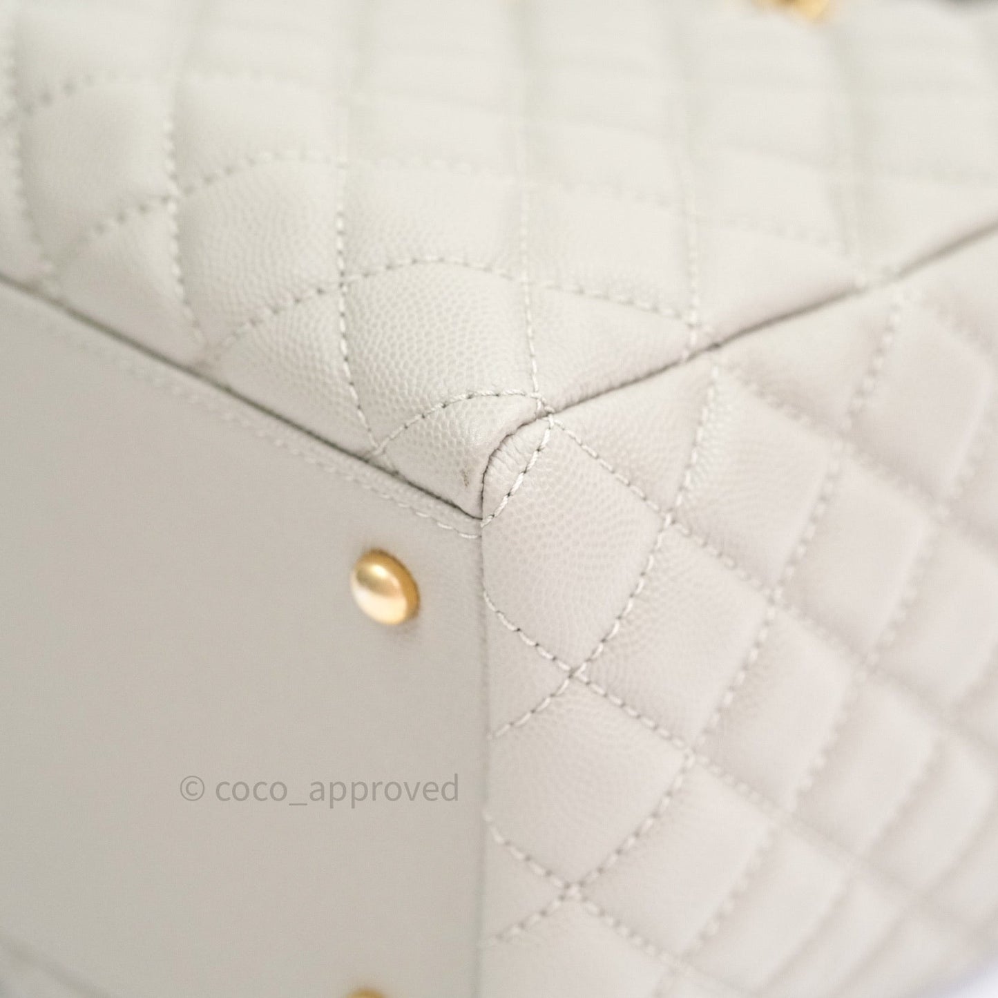 Chanel Quilted Medium Coco Handle Shopping Tote Grey Caviar Gold Hardware