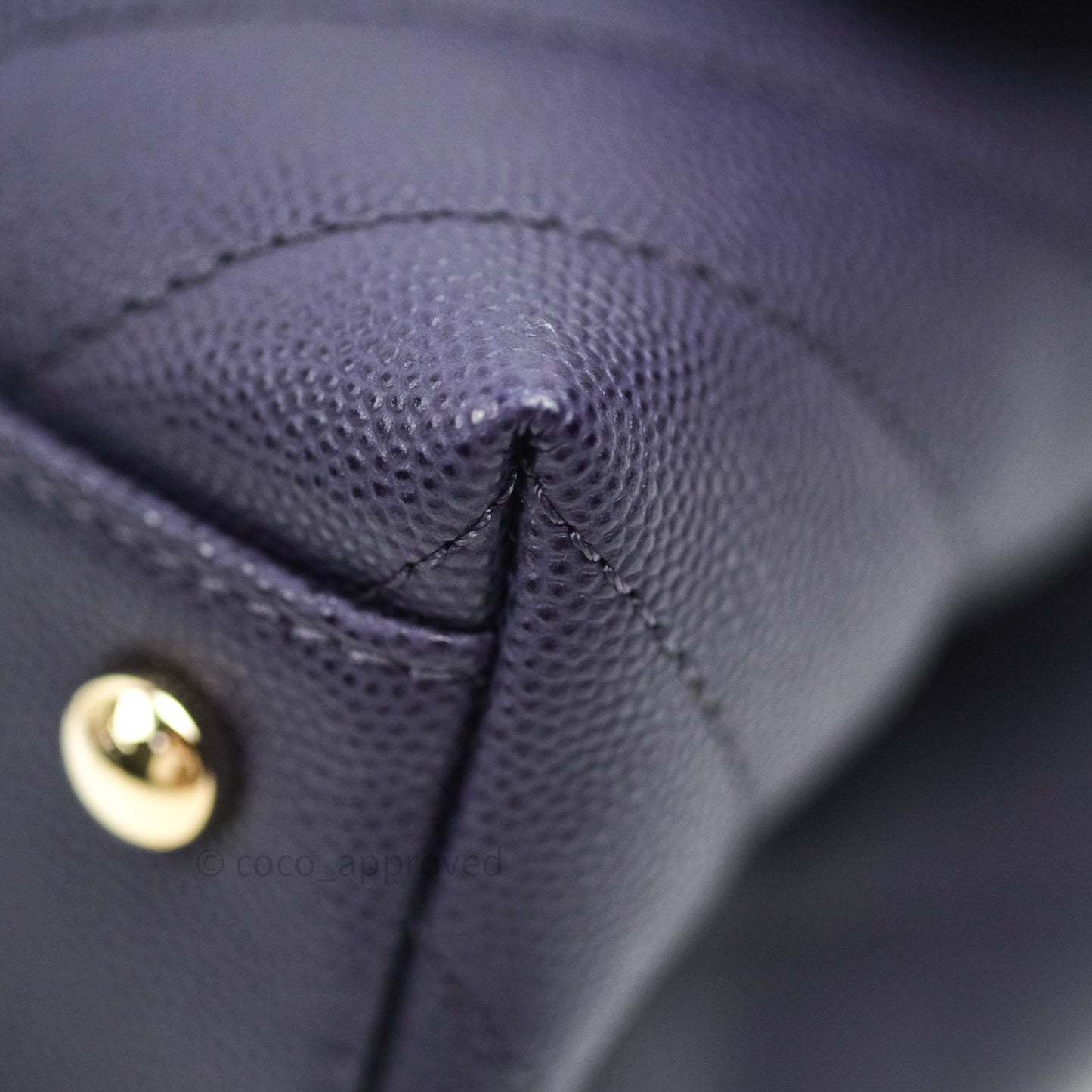 Chanel Mini Coco Handle Chevron Purple Caviar Quilted Gold Hardware
