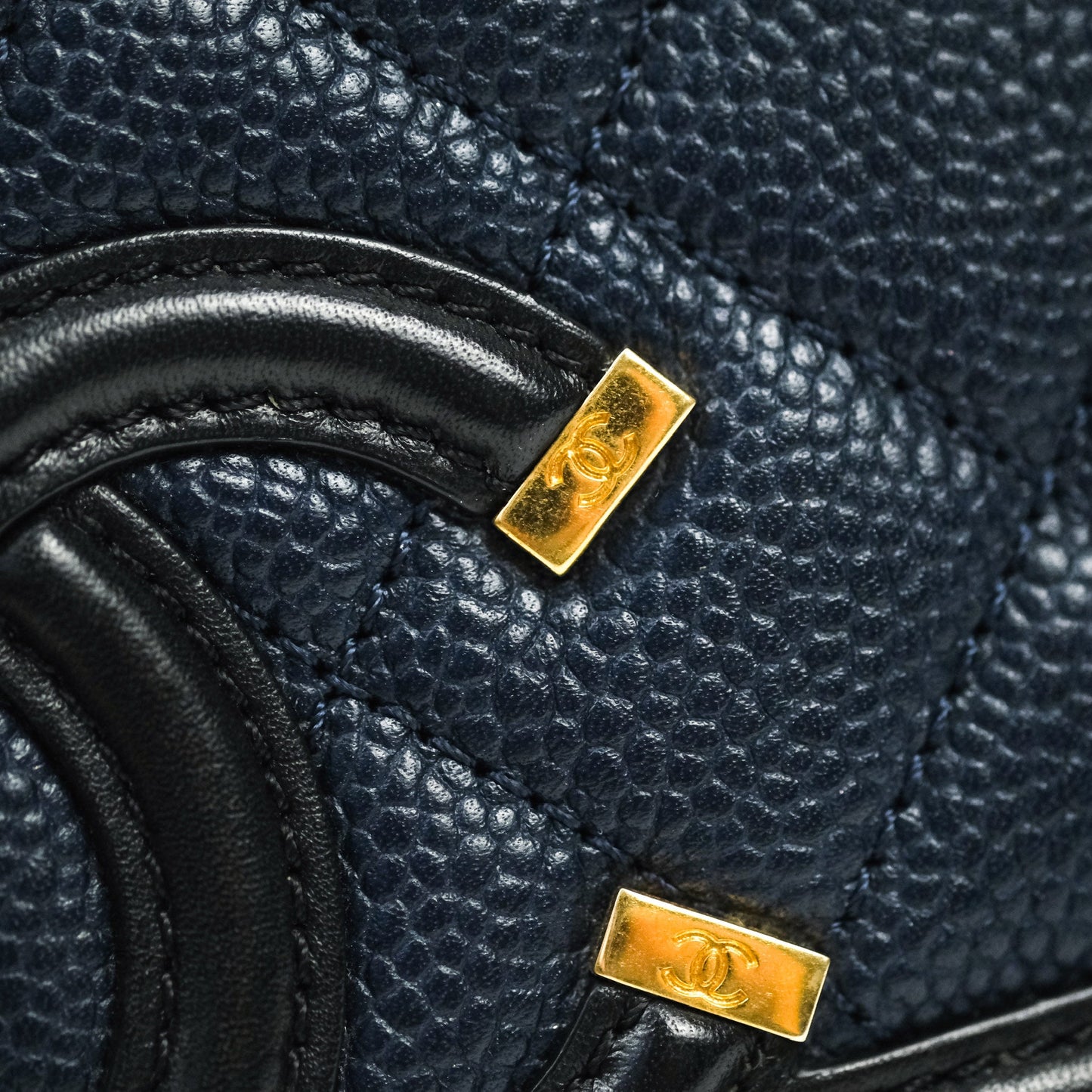Chanel Quilted Small CC Filigree Flap Navy Caviar