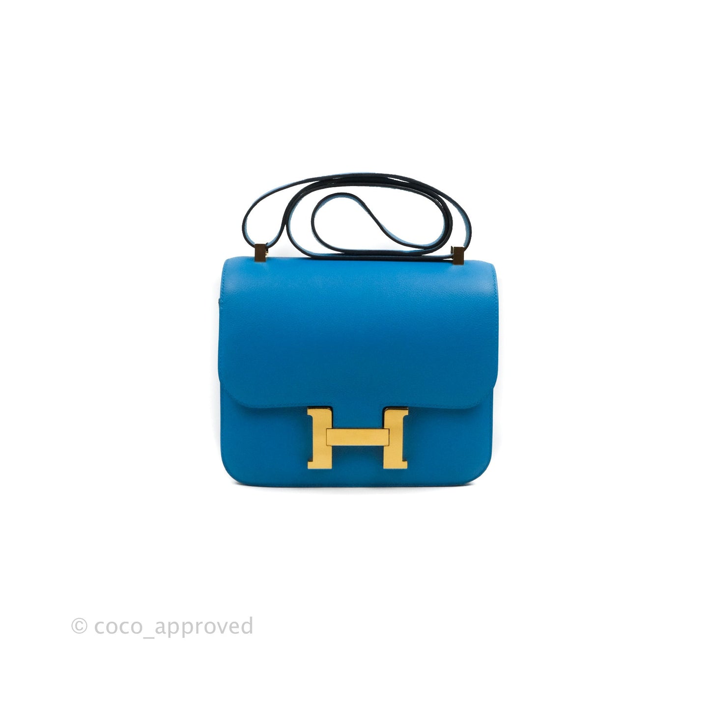 Hermès Constance 24 Bleu Frida Evercolor Gold Hardware