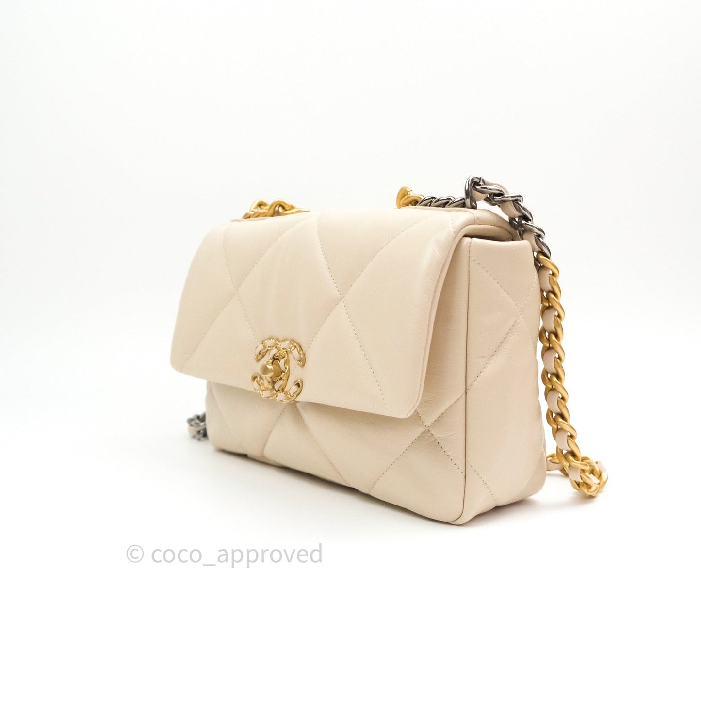 Chanel 19 Small Beige Goatskin Mixed Hardware 20B