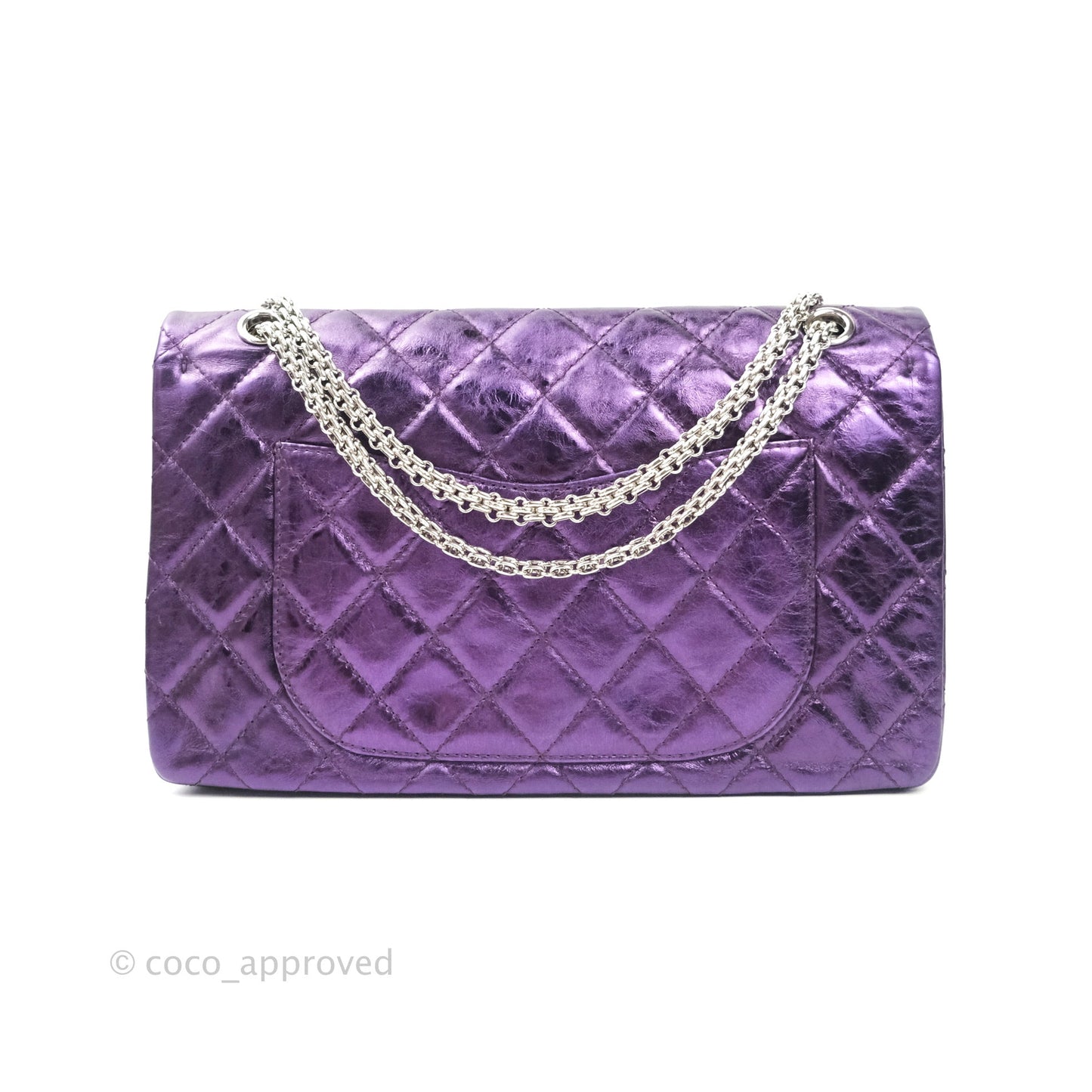 Chanel Reissue Quilted Glazed Calfskin Metallic Purple Silver Hardware 227