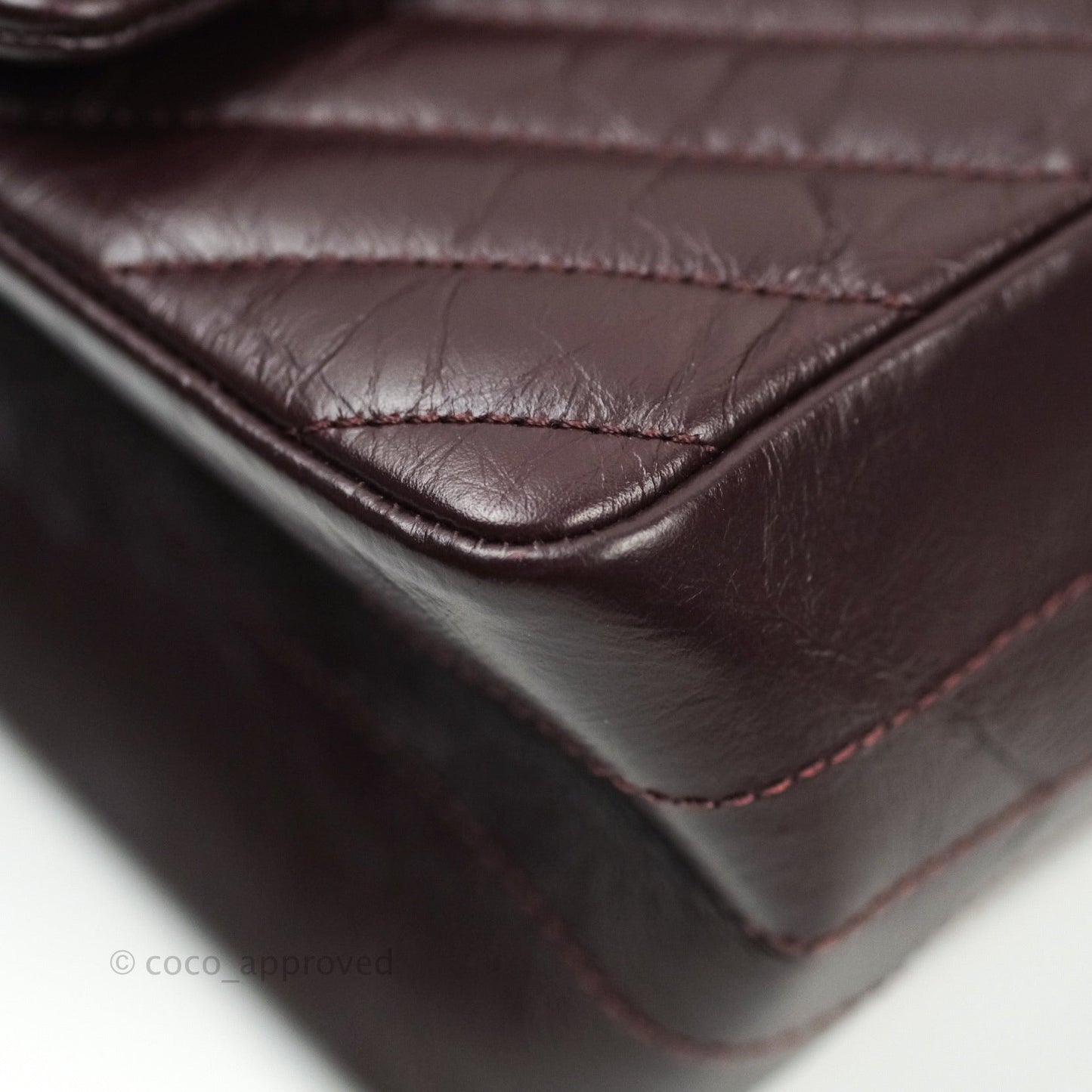 Chanel Reissue Chevron Dark Red Burgundy Aged Calfskin Gold Hardware 226