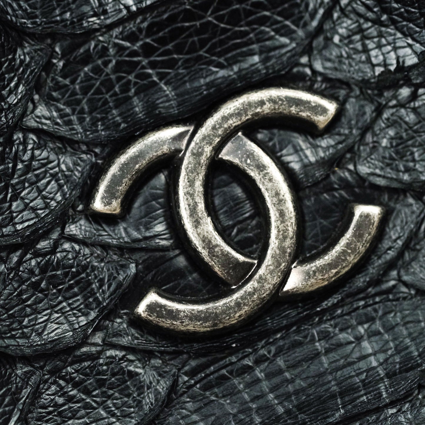 Chanel Gabrielle Backpack Black Python Small Black Mixed Hardware