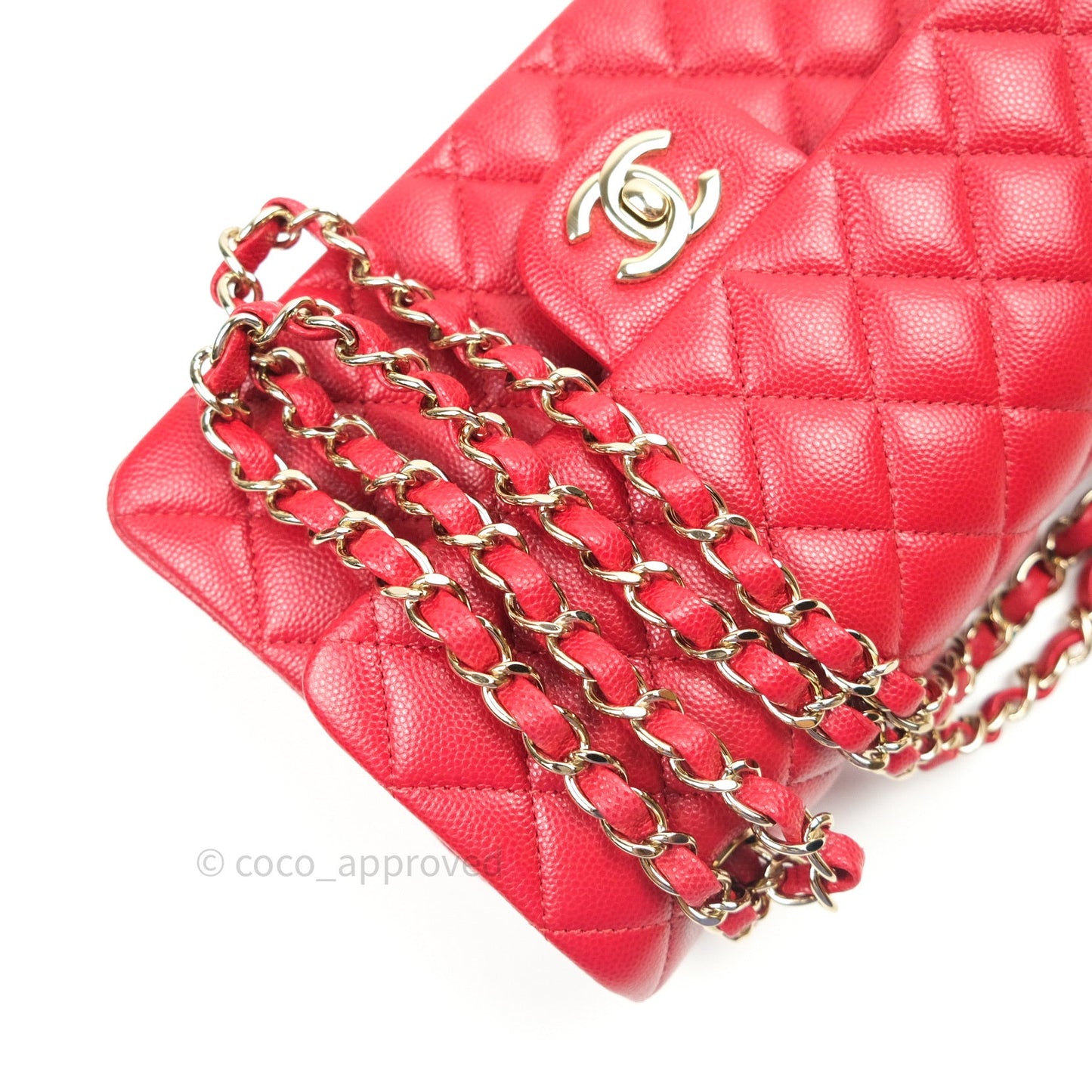 Chanel Classic Small S/M Flap Red Caviar Gold Hardware 19B