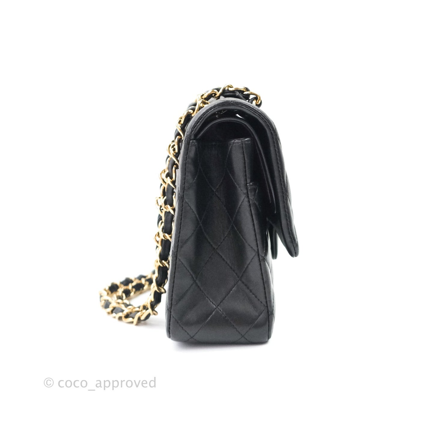 Chanel Classic M/L Medium Double Flap Bag Black Lambskin Gold Hardware