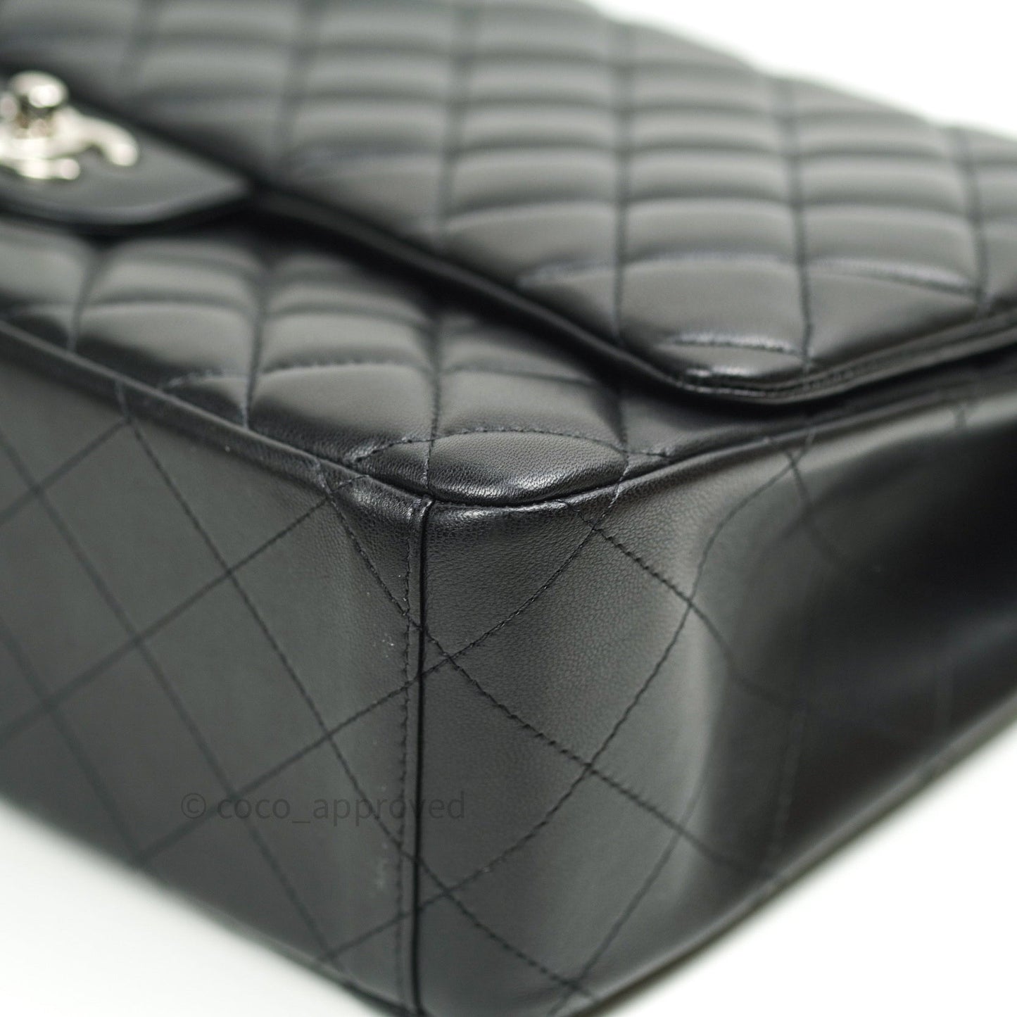 Chanel Classic Maxi Single Flap Quilted Black Lambskin Silver Hardware