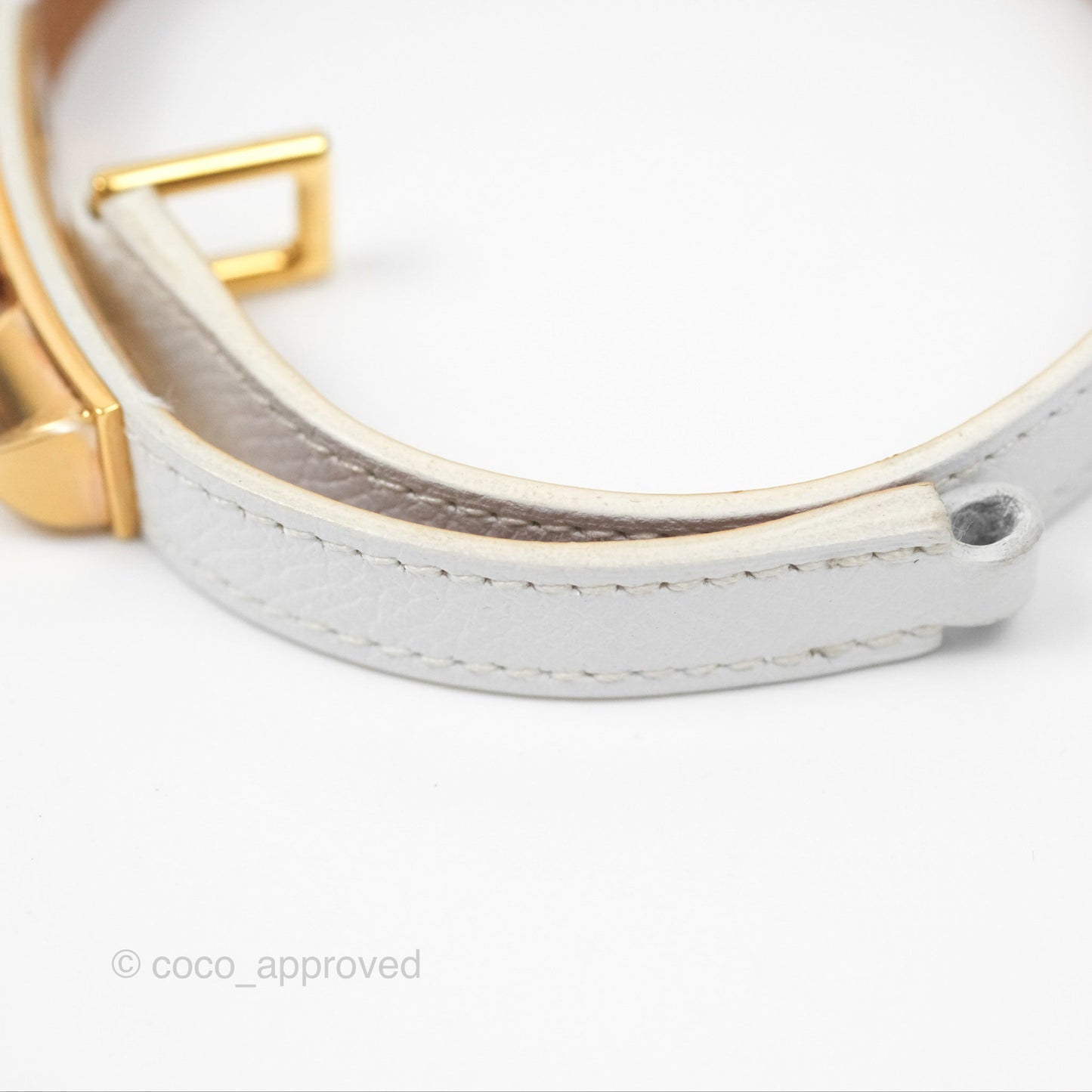Hermès Rivale Double Tour Bracelet White Epsom Gold Hardware