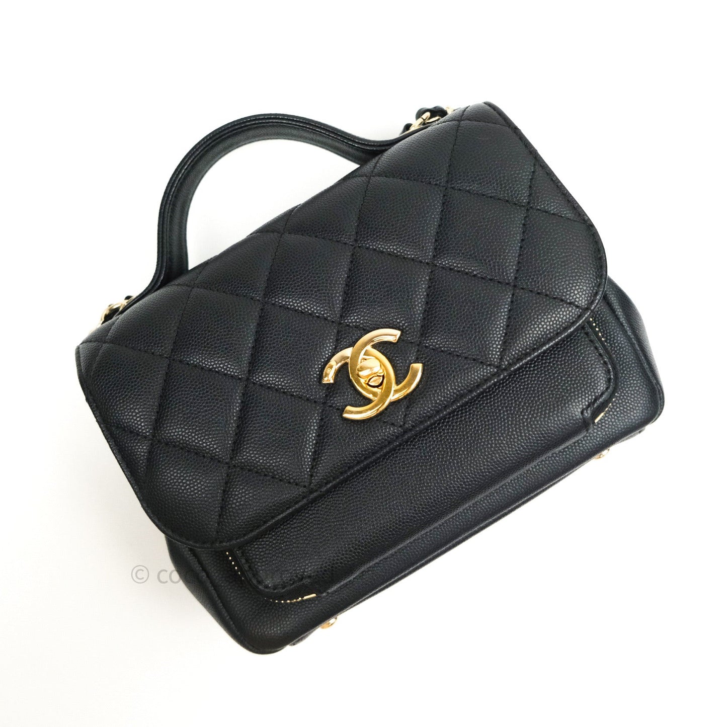 Chanel Quilted Small Business Affinity Flap Black Caviar Light Gold Hardware