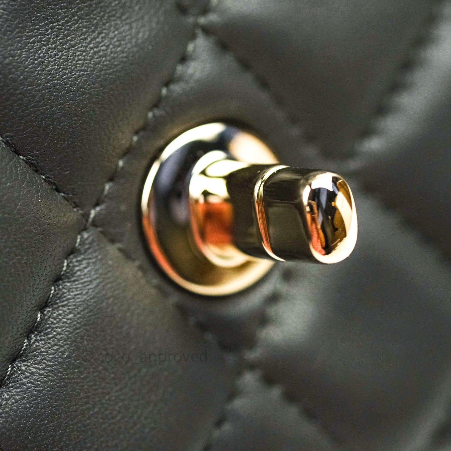Chanel Quilted Mini Rectangular Dark Grey Lambskin Gold Hardware