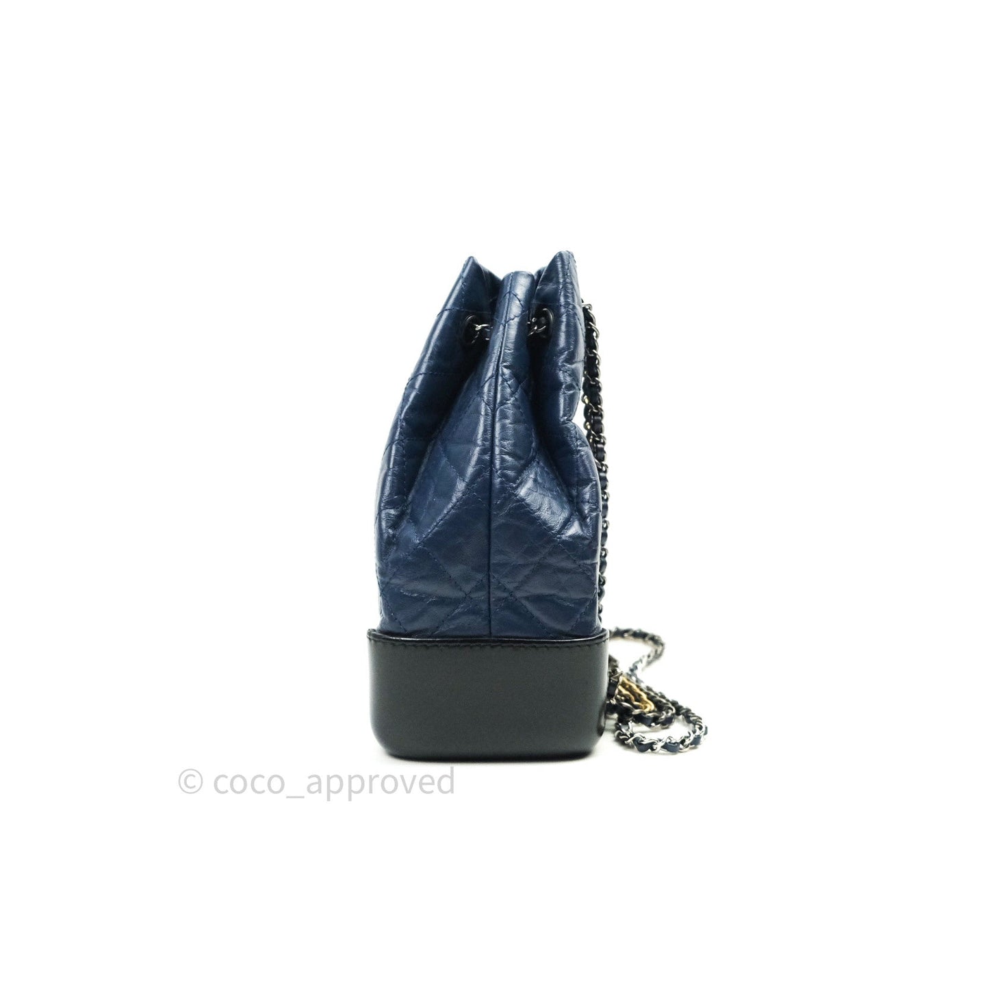 Chanel Gabrielle Backpack Black Aged Calfskin Small Navy Black