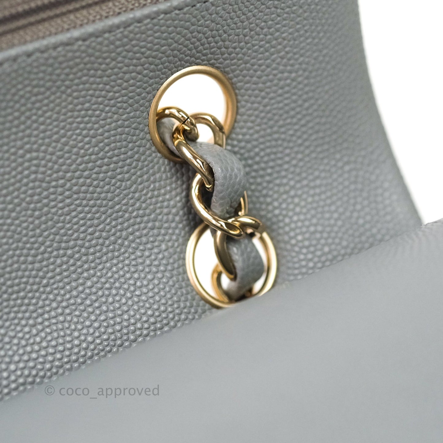 Chanel Classic M/L Medium Double Flap Quilted Grey Caviar Gold Hardware 20C