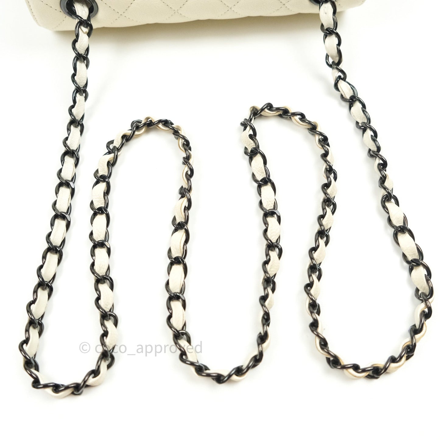 Chanel Quilted Mini Rectangular Flap Ivory Grained Calfskin Black Hardware