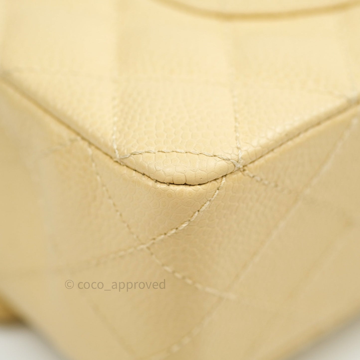 Chanel Vintage Classic Double Flap M/L Beige Caviar 24K Gold Hardware