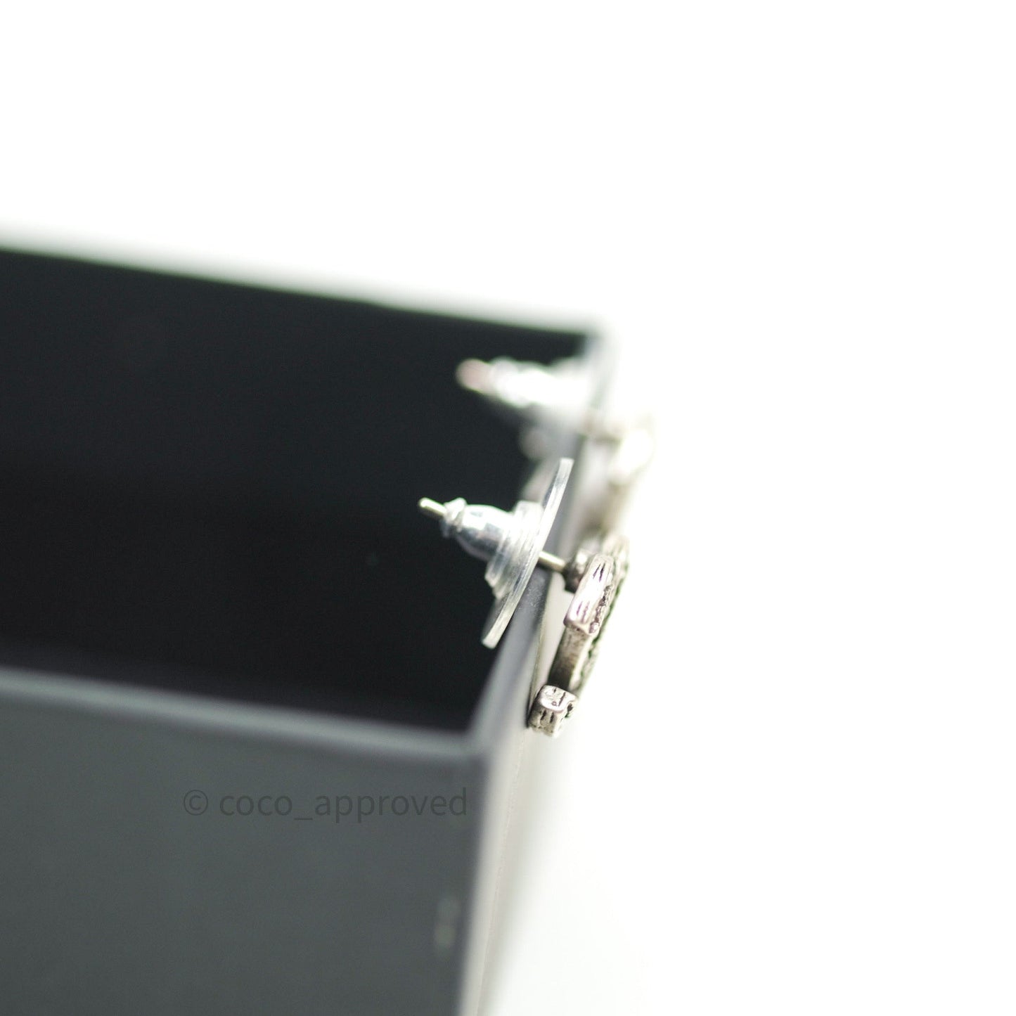 Chanel CC Earrings Ruthenium Crystal