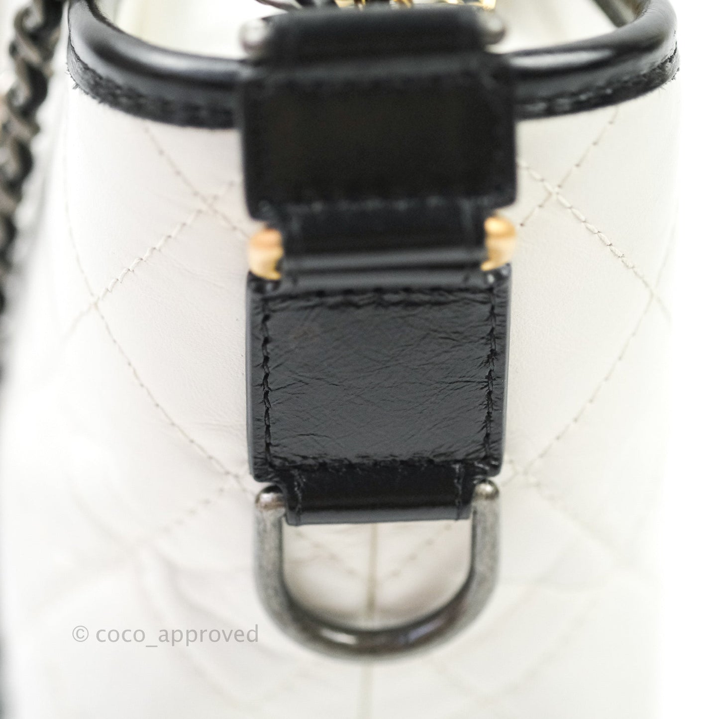 Chanel Medium Gabrielle White Black Aged Calfskin