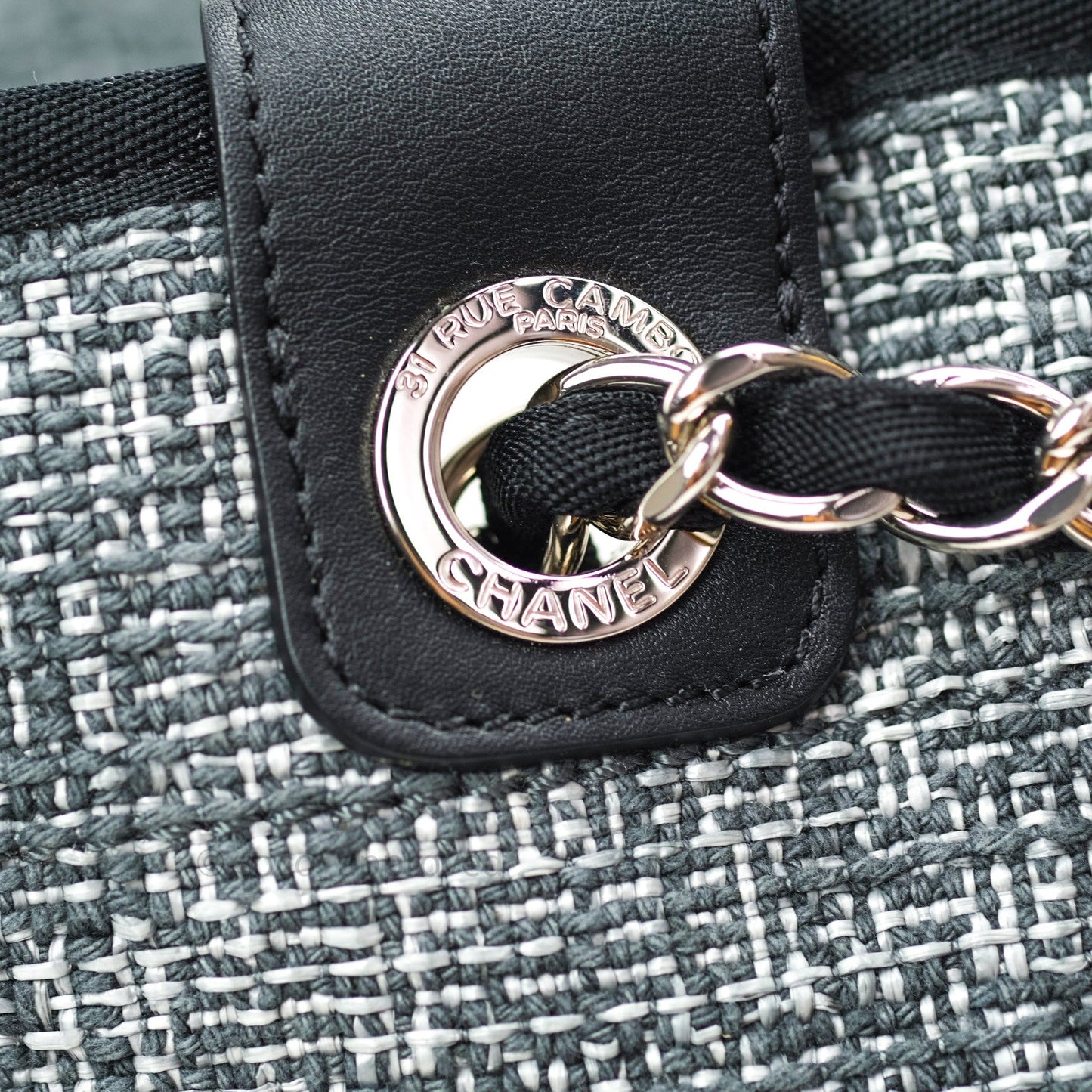 Chanel Large Deauville Charcoal Grey Canvas