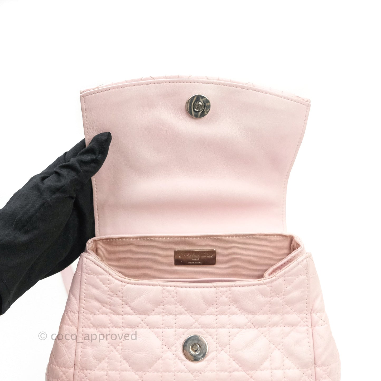 Christian Dior Lambskin Cannage Small Lucky Badge Stardust Backpack Soft Pink