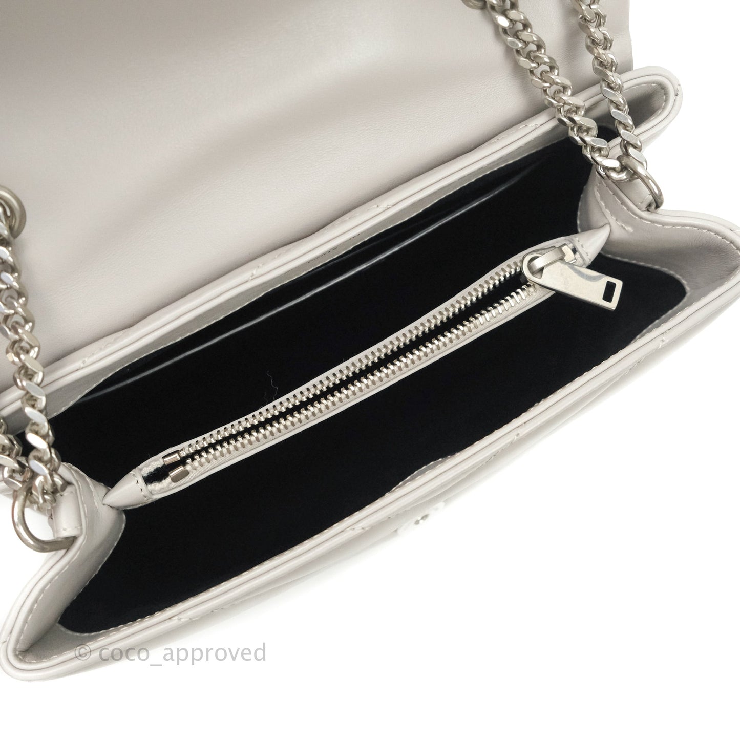 Saint Laurent Loulou Small Bag Light Grey Silver Hardware