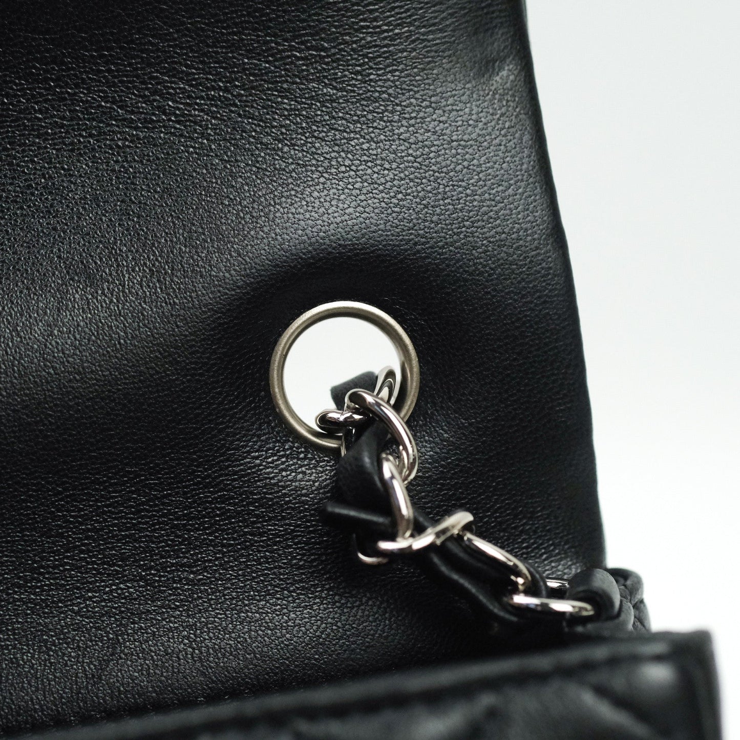 Chanel Quilted Mini Rectangular Black Lambskin Silver Hardware