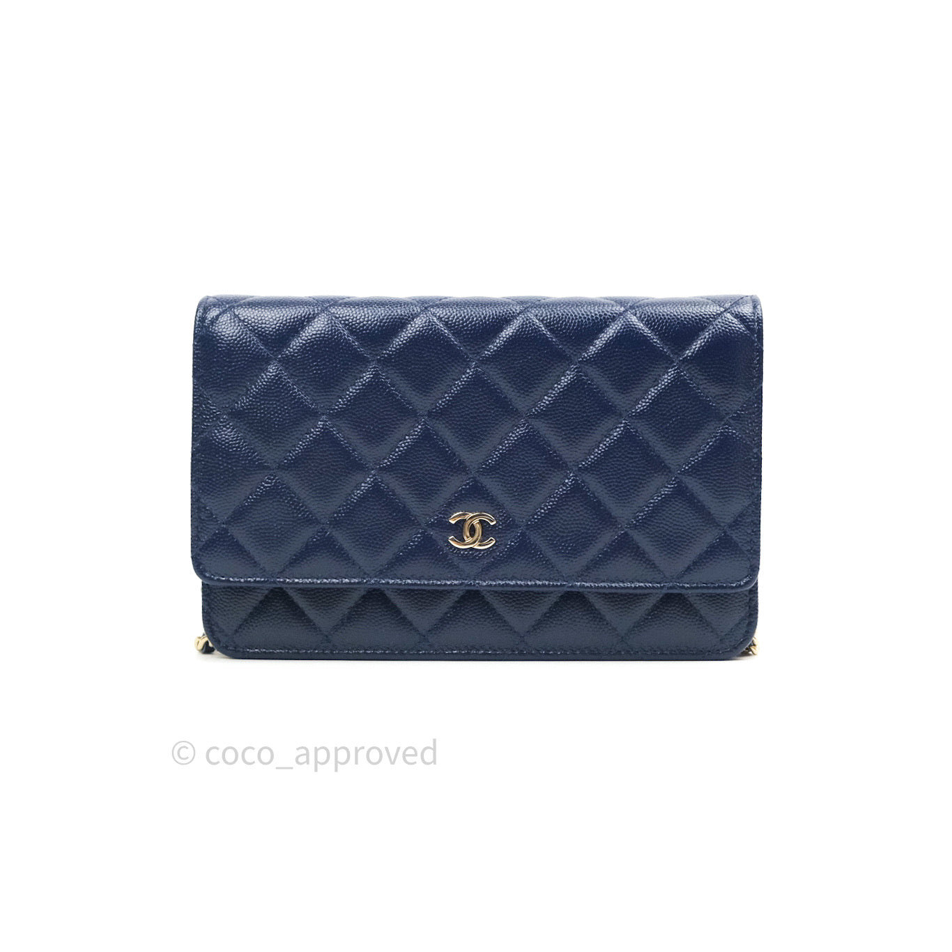 Chanel Quilted Wallet on Chain WOC Navy Caviar Gold Hardware