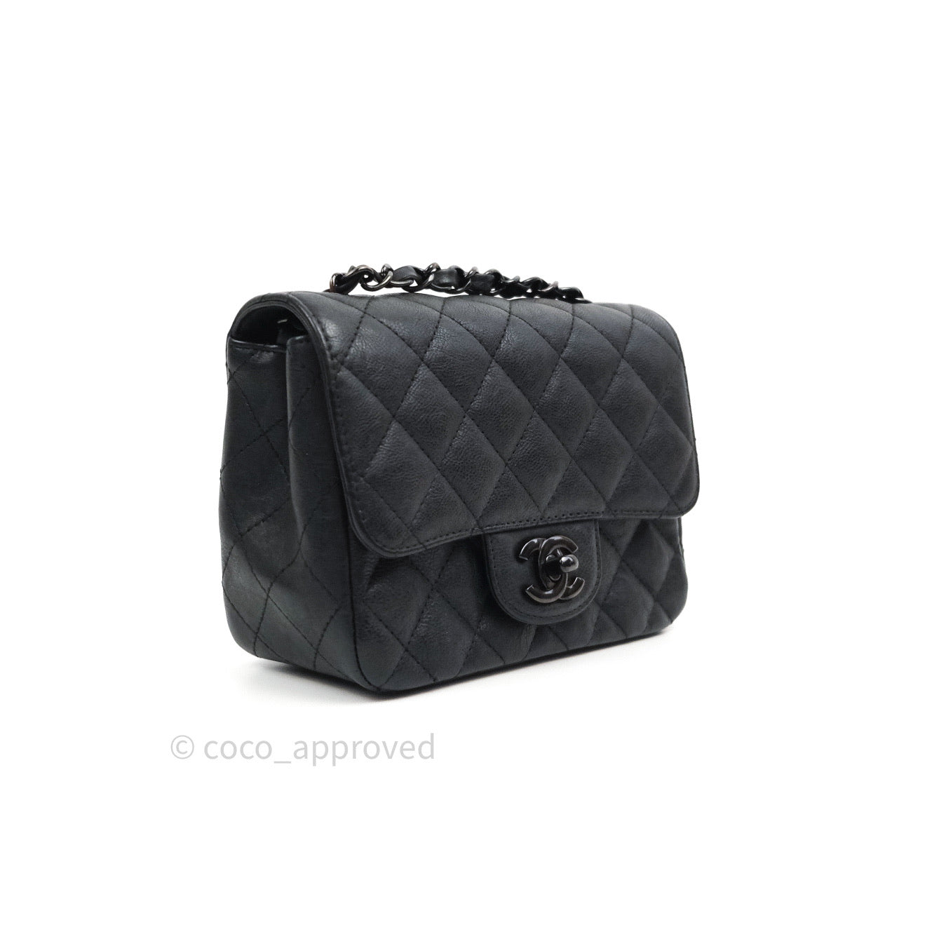 Chanel Quilted Mini Square Flap So Black Crumpled Calfskin