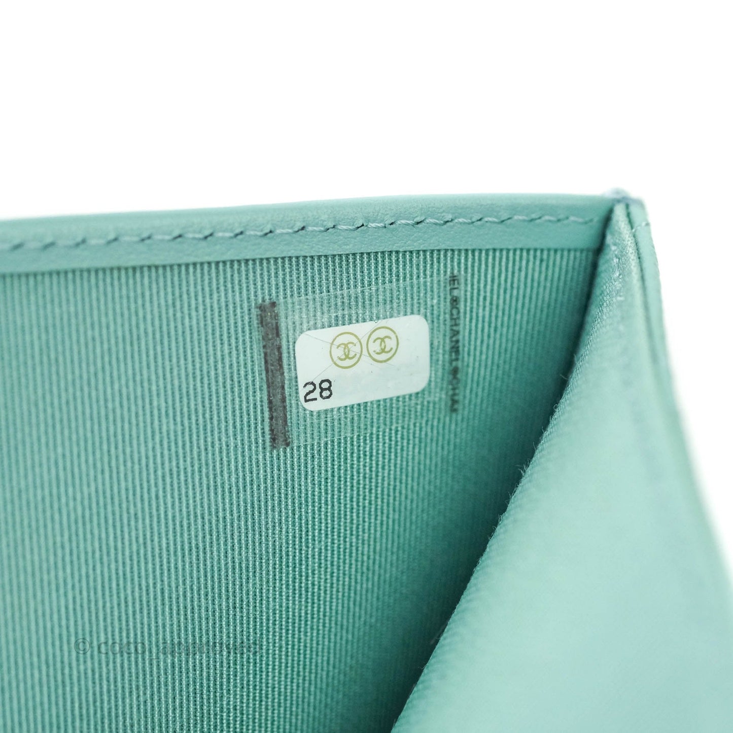 Chanel Quilted Caviar Mint Passport Holder Gold Hardware