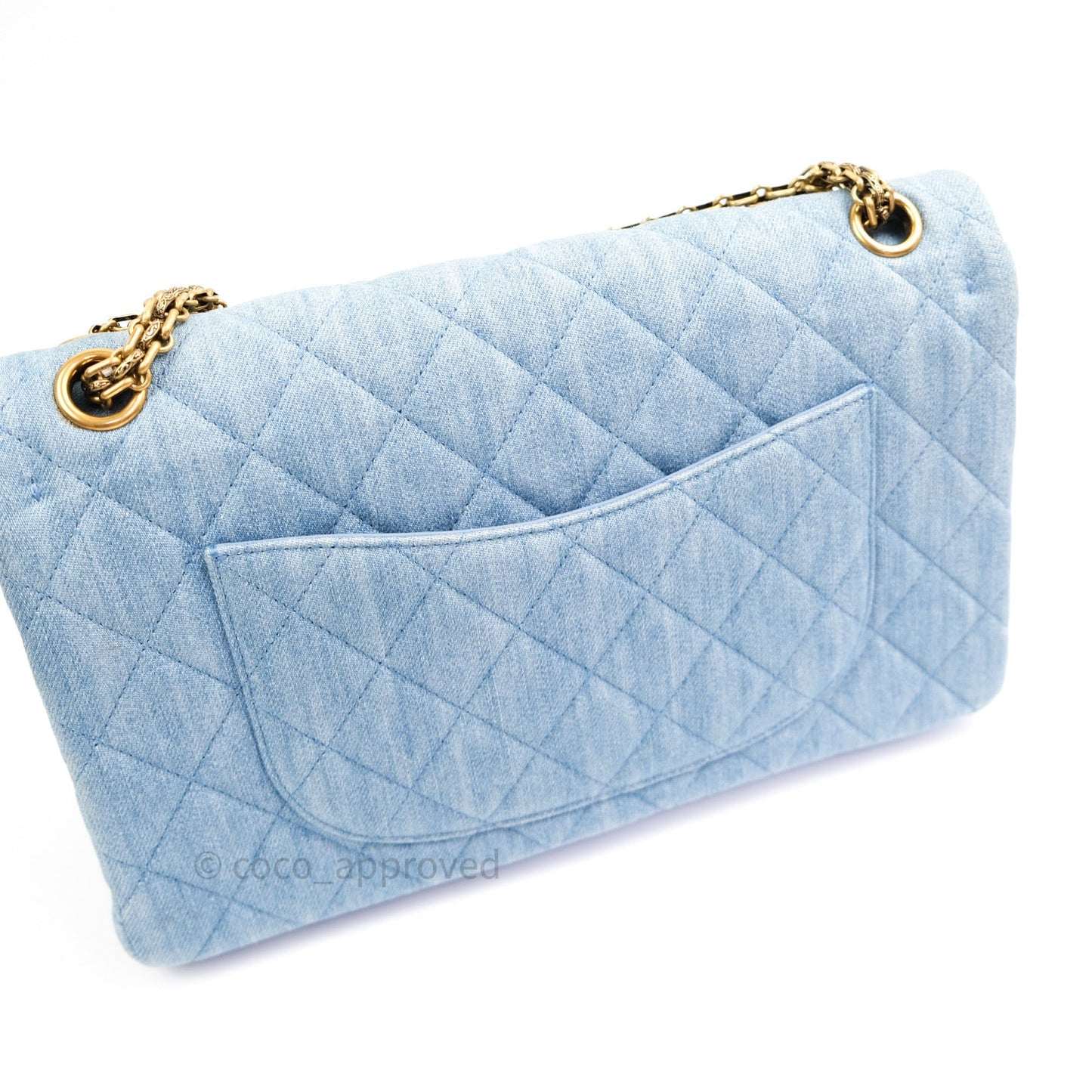 Chanel Reissue Quilted Denim Blue Gold Hardware 226