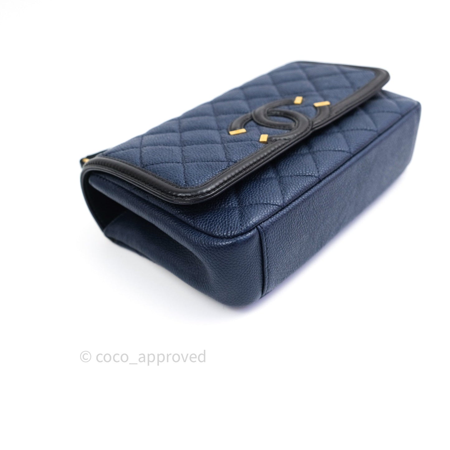 Chanel Caviar Quilted Small CC Filigree Flap Navy Black